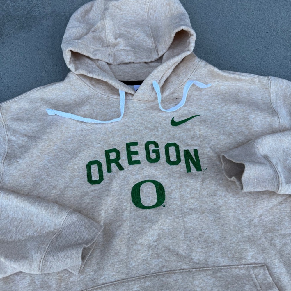 Nike Oregon Ducks Hoodie Mens XXL Tan Heather Oatmeal Pullover Sweatshirt Fleece